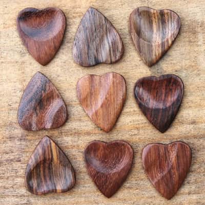 Rosewood Heart Shaped Guitar Pick - Handmade Natural Specialty Exotic Luxury Plectrum - 24 Pack New image 1