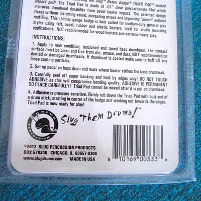Slug Percussion Triad Pad Bass Drum Head Patch - NOS image 3