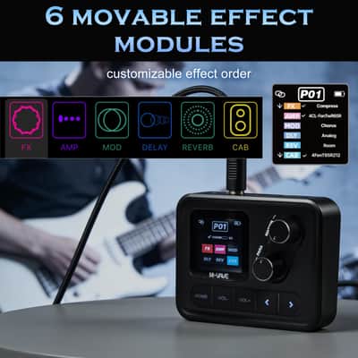 M-VAVE Pocket AMP Effect Pedal Guitar Bass 6 Modules 80+ Built-in Presets(Price includes the import duty for US buyer) image 5