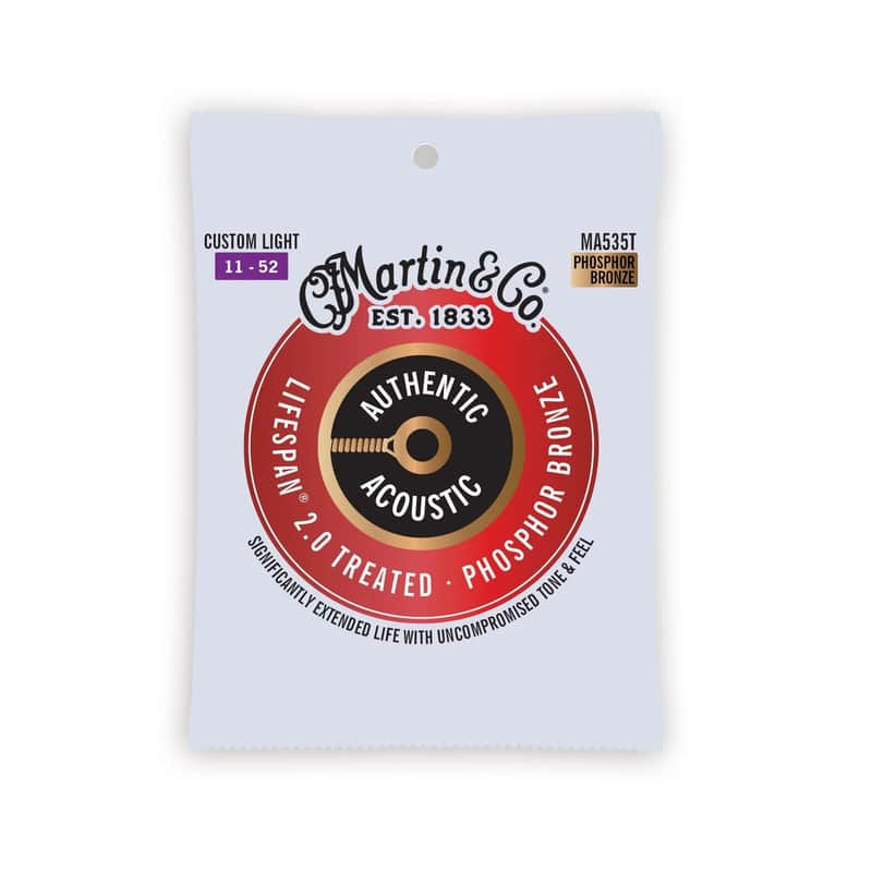 Martin MA535T Authentic Acoustic Lifespan 92/8 Phosphor Bronze Custom Light Guitar Strings. 11-52 image 1