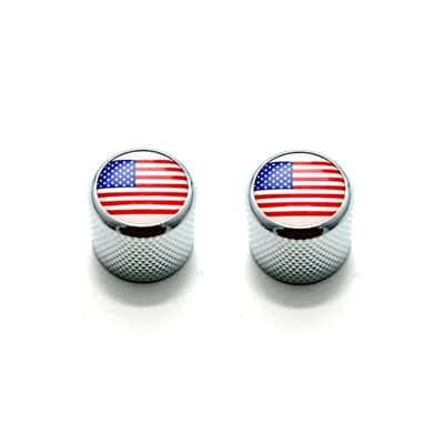 NEW - (2) USA Flag Dome Knobs Fits US Split Shaft Pots - MK-3316-010