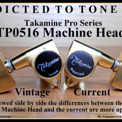 Takamine Takamine Pro Series TP0516 Vintage Tuner SINGLE / TREBLE Side - Gold Machine Head with Gold Buttons image 9