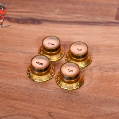 Gibson 1961 Original Gold Top Hat Reflector Knob Set with Pointers 1961 Late 1950's Early 1960's image 6