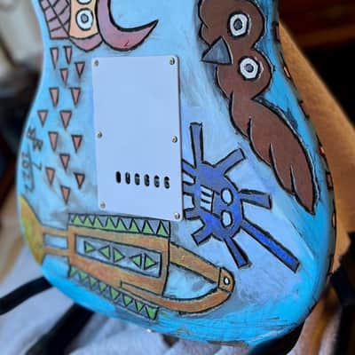 IYG Tribal Axe Custom Stratocaster-style Sky, living art, custom wired, mucho mojo tone machine! image 7