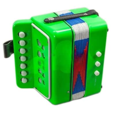 Kids Toy Accordion Green 7 Button 2 Bass Kid Music Instrument High Quality image 2