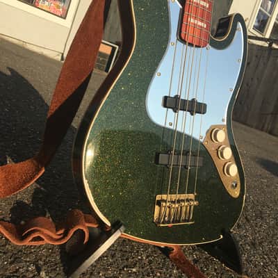 salty stevie Jazz Bass 2021 Green Metal Flake image 1
