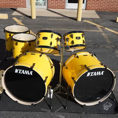 Tama Imperialstar 7-piece Shell Pack w/ Snare Drum & Tom Stand - Electric Yellow with Black Nickel Hardware image 3