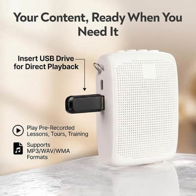 Wireless Voice Amplifier -15W Bluetooth Headset Mic, Portable PA System for Teachers, Teacher Microphone for Classroom, 12-15H Battery, Small Presentation Speaker Sound Amplifier White image 2