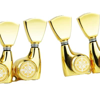 Guitar Locking Tuners (3L + 3R Handed) – 1:21 Lock String Sealed Tuning Key Pegs Machine Heads with Keystone Knob Replacement for Style Electric or Acoustic Guitars – Gold image 3