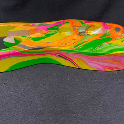 Neon multicolor swirled alder 6 string Jem style guitar body, LEFTY, HxH, AANJ, rear route- RB215 image 7