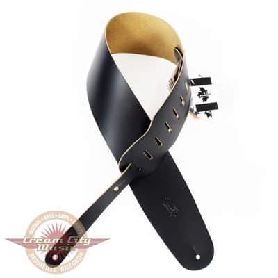Levy's M4 Leather Bass Guitar Strap 3 1/2" Black image 1