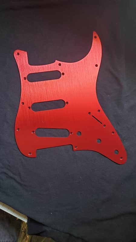 HIVE 11-Hole Strat Style Pickguard SSS Anodized Aluminum - Brushed RED image 1