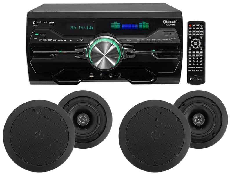 DV4000 4000w Bluetooth Home Theater DVD Receiver+4) 5.25" Black Ceiling Speakers image 1
