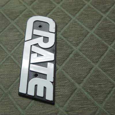 used - some imperfections genuine Crate bass amp Crate LOGO Plate (badge)- hard plastic - with 2 original screws (from a BX15 or BX25 bass amp - NO bass amp included) 1990s - early 2000s - Hard Plastic, white & black image 15