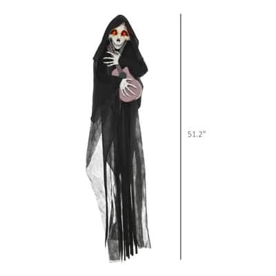 4.3' Halloween Decoration Animatronic Guitar-Playing Grim Reaper, Sound and Motion Activated Animated Prop image 6