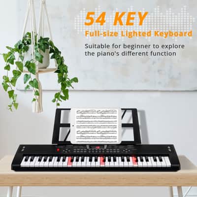 Glarry GEP-201 54-Key Portable Electronic Piano Keyboard w/LCD Screen, Microphone image 2