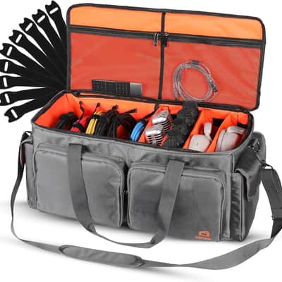 Heavy Duty - DJ Cable Bag Organizer with Detachable Dividers – Travel Gig Bag – Case for Equipment - Music Equipment & Accessories - Heavy Duty Exterior & Padded Nylon Interior image 1