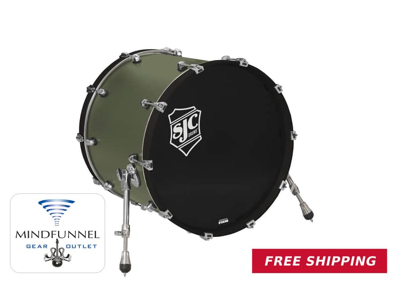 SJC Drums Navigator 18x22 Bass Drum - Deep Olive / Chrome - New image 1