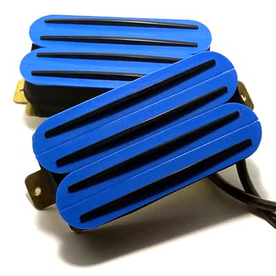 Dragonfire Quad Rail Humbuckers, Hot Overwound 23K Rails Pickup Set ~ Blue with Black Rails image 2