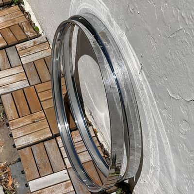 1980's (2) Sonor 22" Ferromanganese Chrome Bass Drum Hoops Phonic Performer Rims image 6