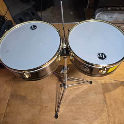 Latin Percussion LP257-KP Karl Perazzo Signature 14/15" Bronze Timbales with Gold Tone Hardware 2010s - Antiqued Bronze image 8