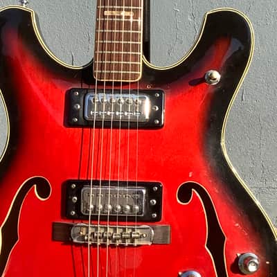 Ibanez Model 1910 1972 Red Sunburst Semi-Hollow Body Electric Guitar image 9
