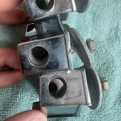 Fibes Lot of 3 Floor Tom Drum Leg Mount Bracket - 7/16” 70s - Chrome image 10