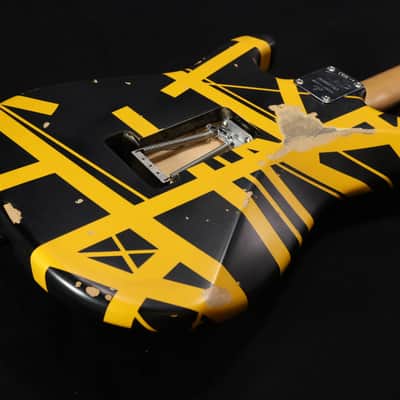 EVH Striped Series Frankenstein Frankie Electric Guitar - Black with Yellow Stripes, Relic 065 image 5