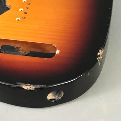 LEFTY Fender Telecaster Left Tele Sunburst Solid Alder Guitar Body Aged Relic 4.9 lb image 2
