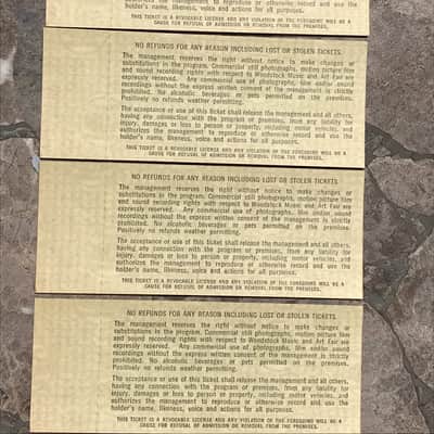 4 Original  1969 Woodstock Festival Friday tickets consecutive #'s image 4