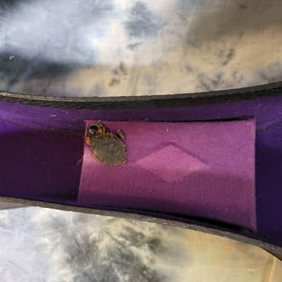 Vintage RARE 1950's Geib Black Pebble Tolex Purple Interior Soft Shell Acoustic Guitar Case image 9