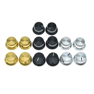 2pcs Aluminium Potentiometer Knobs 1/4" Universal Top Hat Knobs Bell Control Knob with Set Screw for Guitar/Bass/AMPS/Preamps Black with Indicator image 5