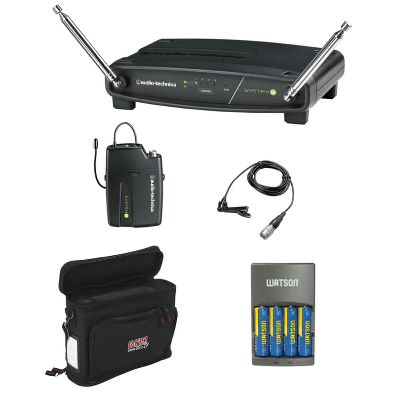 Audio-Technica ATW-901A/L System 9 VHF Wireless Unipak System with Omnidirectional Lavalier Microphone, GM-1W Mobile Pack & 4-Hour Rapid Charger Kit image 1