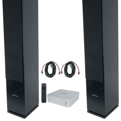(2) Rockville Rocktower 64B Black Home Audio Tower Speakers+Bluetooth/Wifi Amp image 1