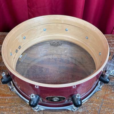 Bison Drum Company 5.5x14 Snare Drum Transparent Red Sparkle image 10