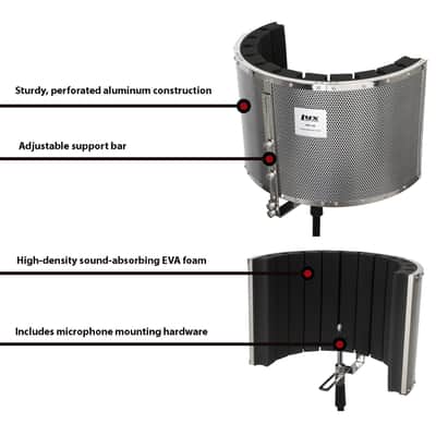 LyxPro VRI-20 Portable Acoustic Isolation Microphone Shield (stand mount) 2017 standard size image 3