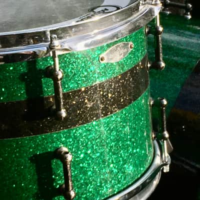 C&C Custom Drums Green Glass Glitter USA Order Made Drum Set Rock Kit CC Cardwell & Cardwell CC Maple Shells 12/14/22 image 2