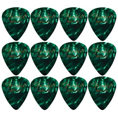 Fender Premium Celluloid 351 Shape Guitar Picks, Medium, Green Moto, 12-Pack image 4