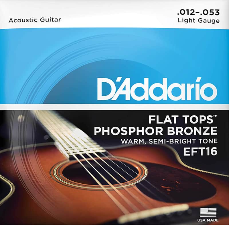D'Addario EFT16 Flat Tops Phosphor Bronze Acoustic Guitar Strings, Light, 12-53 image 1