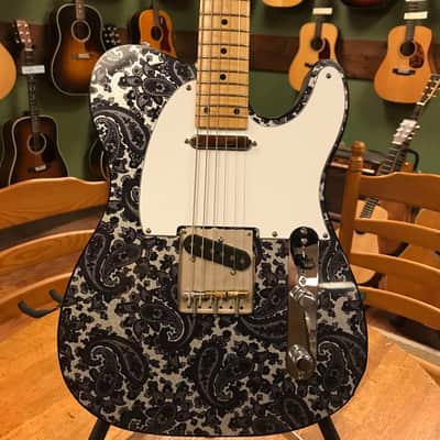 Crook Baritone Telecaster Black Paisley Silver Sparkle Matching Headstock image 1