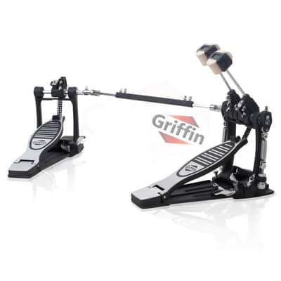 Griffin Double Drum Kick Pedal for Bass Drum - Twin Set Foot Pedal Quad Sided Beater Heads - Dual Double Chain Drive Percussion Hardware - Impressive Response for Metal and Rock Drummers image 1
