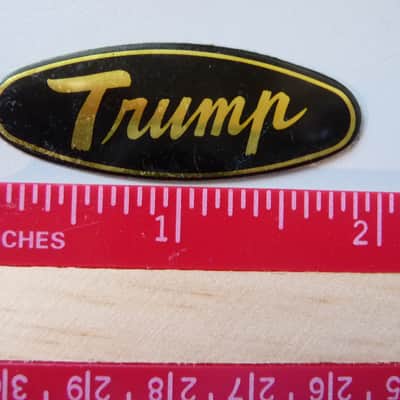 "Trump" Guitar Oval Headstock Badge/Emblem/Logo 1960's Japan Gold / Black VHTF N.O.S. image 3