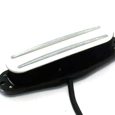 AlNiCo 5 Rail Strat Sized Humbucker, 1 Qty Position Interchangeable Dragonfire AR5 4-Wire Humbucking Pickup ~ White with Chrome Rails image 2