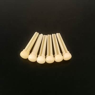 6x Acoustic Guitar Bridge Pins Real Bone with Brass Ring – Replacement Bridge Pins for Folk Guitar image 1