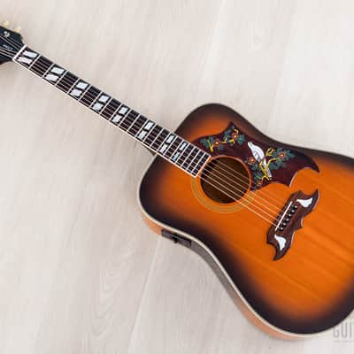 1991 Orville by Gibson Dove Vintage Sunburst Dreadnought Acoustic Electric Guitar w/ Case image 13