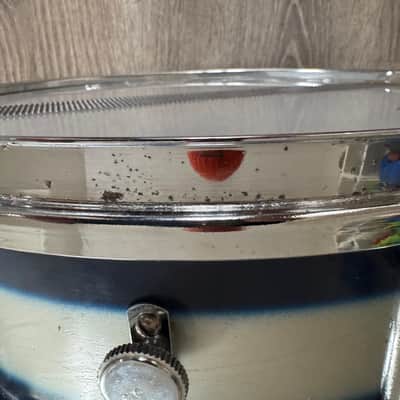 Rogers 1960s Cleveland Tag Covington Era Luxor Snare Drum 5x14 Blue And Silver Duco Multi Color image 4
