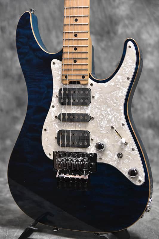 Schecter EX-V-24 CTM-FRT Black Aqua | Reverb