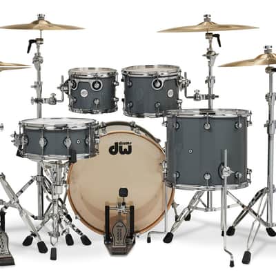 DW Design Series 4-Piece 22" Bass Drum Maple Shell Pack - Steel Gray w/Chrome Hardware image 4