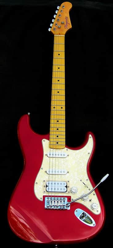 Metallic Red Stratocaster + Custom Maple Neck + SSH Pickup Configuration + Aged Pearl Guard+ Bridge Humbucker-7-Sound-Switching + Working Bridge Tone +TB Circuit+ Kluson Style Tuners w/Low Action+ Leveled, Crowned and Polished Frets! image 1