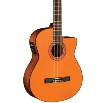 Washburn C5CE Classical Cutaway Acoustic Electric Guitar. Natural image 2